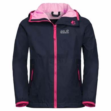 Jack Wolfskin Rain Jacket Rainy (wind and waterproof) blue/pink Kids